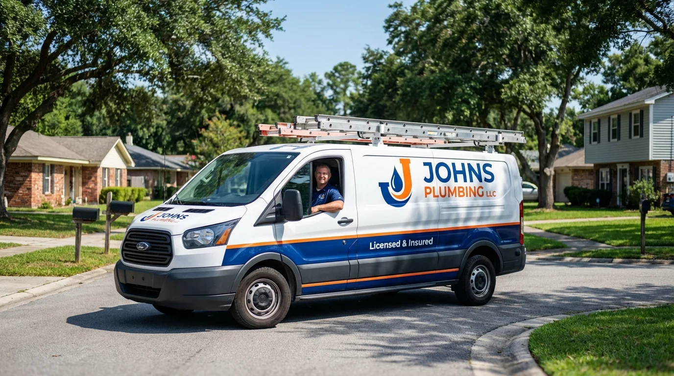 Johns Plumbing LLC service van in Thousand Palms, CA