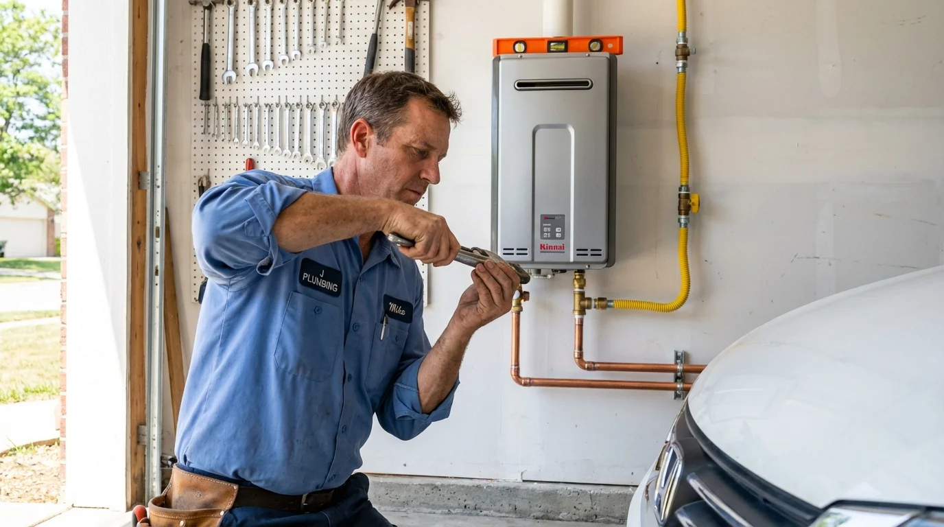 Tankless water heater installation by a Johns Plumbing LLC plumber in Thousand Palms